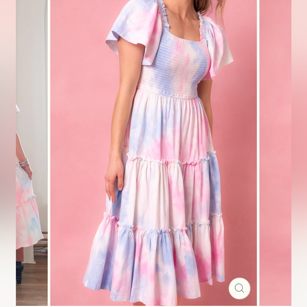 Ivy City Co. Pink and Blue Tie-Dye Dress